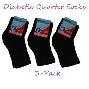 Diabetic Quarter Socks for Women - Black - Set of 3